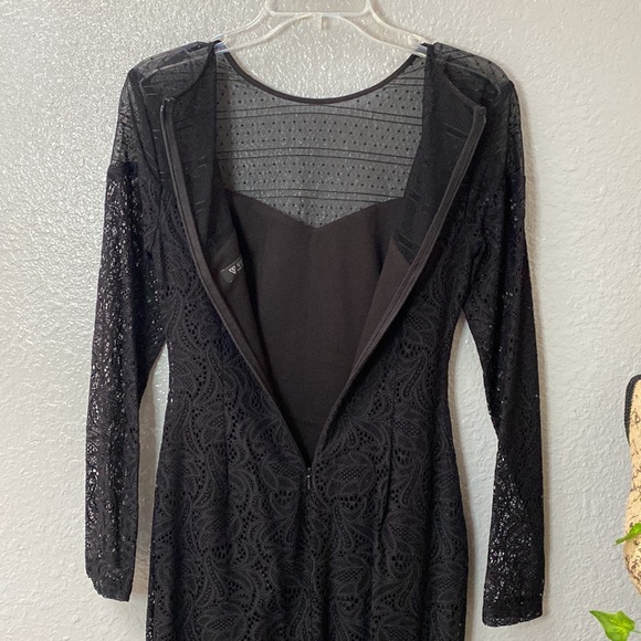 NWOT - Guess, Fitted Long Sleeve Little Black Mini Cocktail Dress, Size 2 - Picture 6 of 7